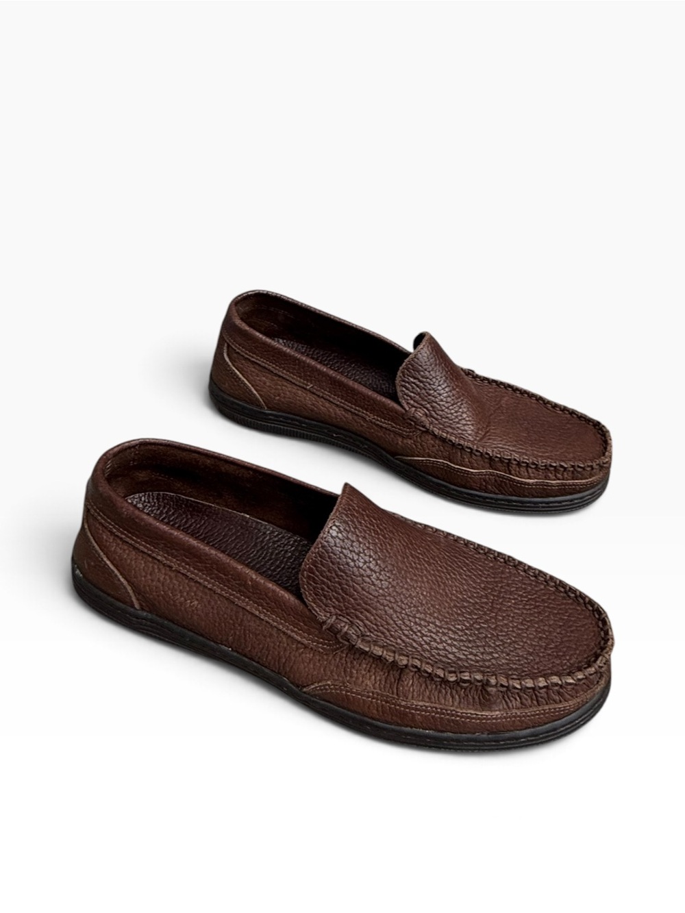 Giorgio Brutini Men Travel Moc Brown Pebbled Leather Loafers Size 10.5D